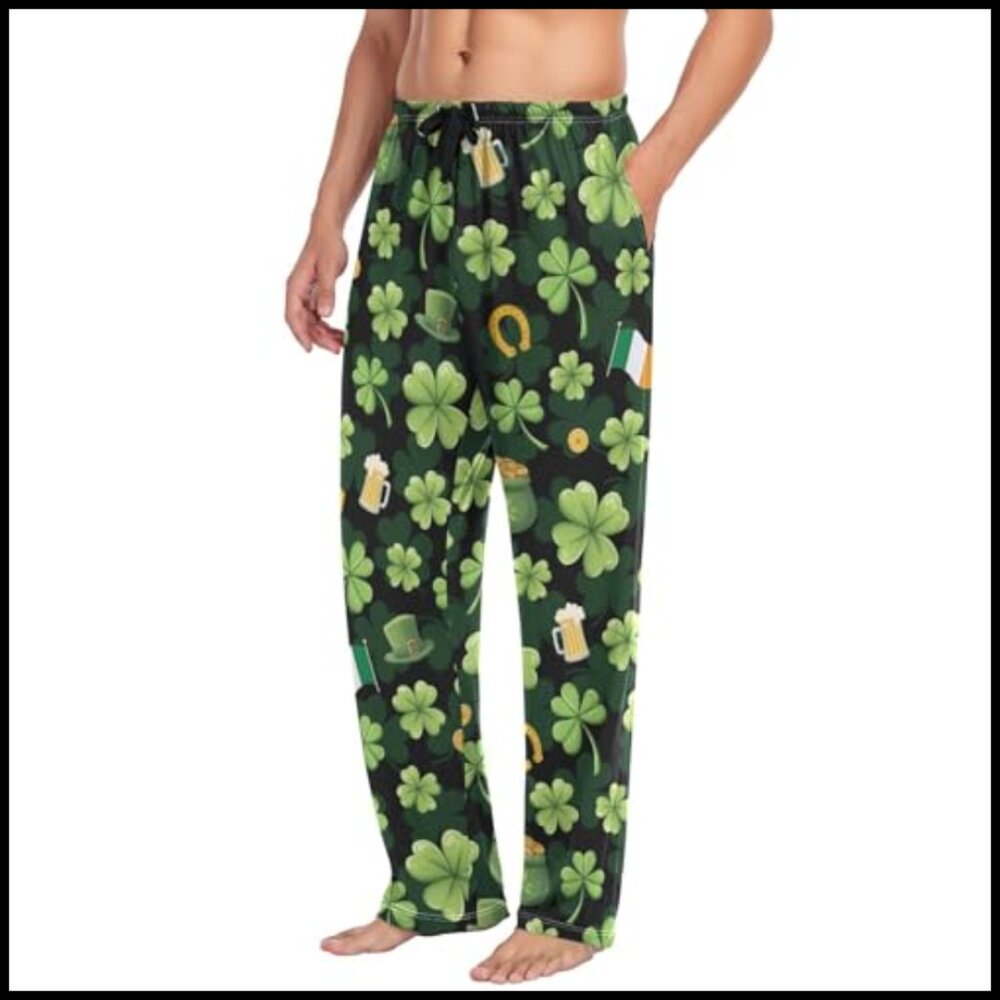 Men's Pajama Bottoms with Pockets, 95% Polyester 5% Spandex - Picture 2 of 5
